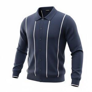 Paul Fredrick Dark Blue 100% cotton Knit Cardigan